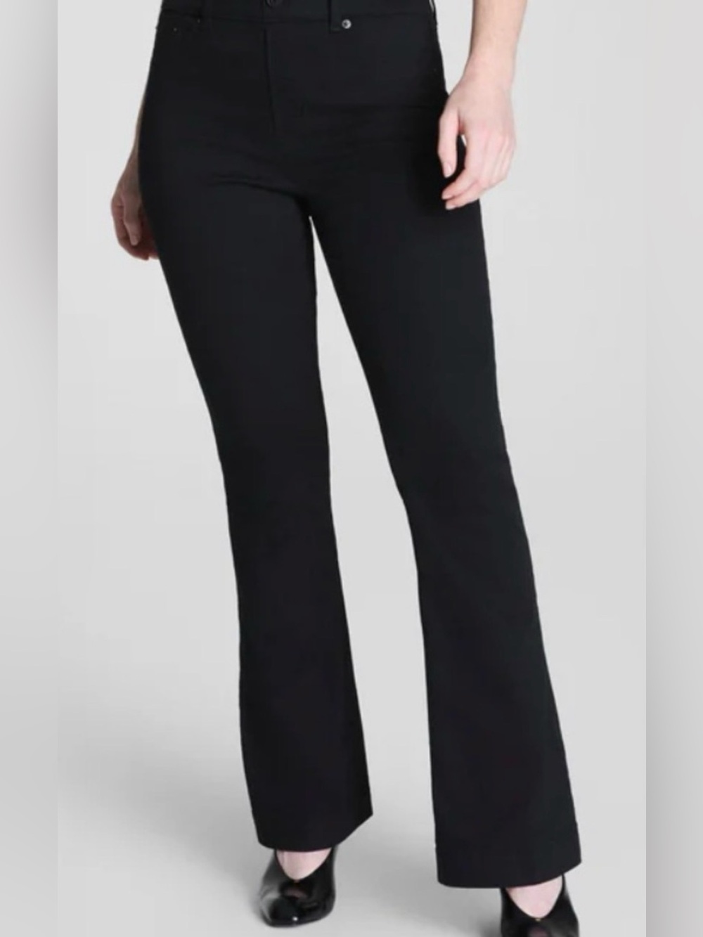 Spanx Women's Black Stretch Kick Flare Pull On Jeans Comfortable Everyday Small